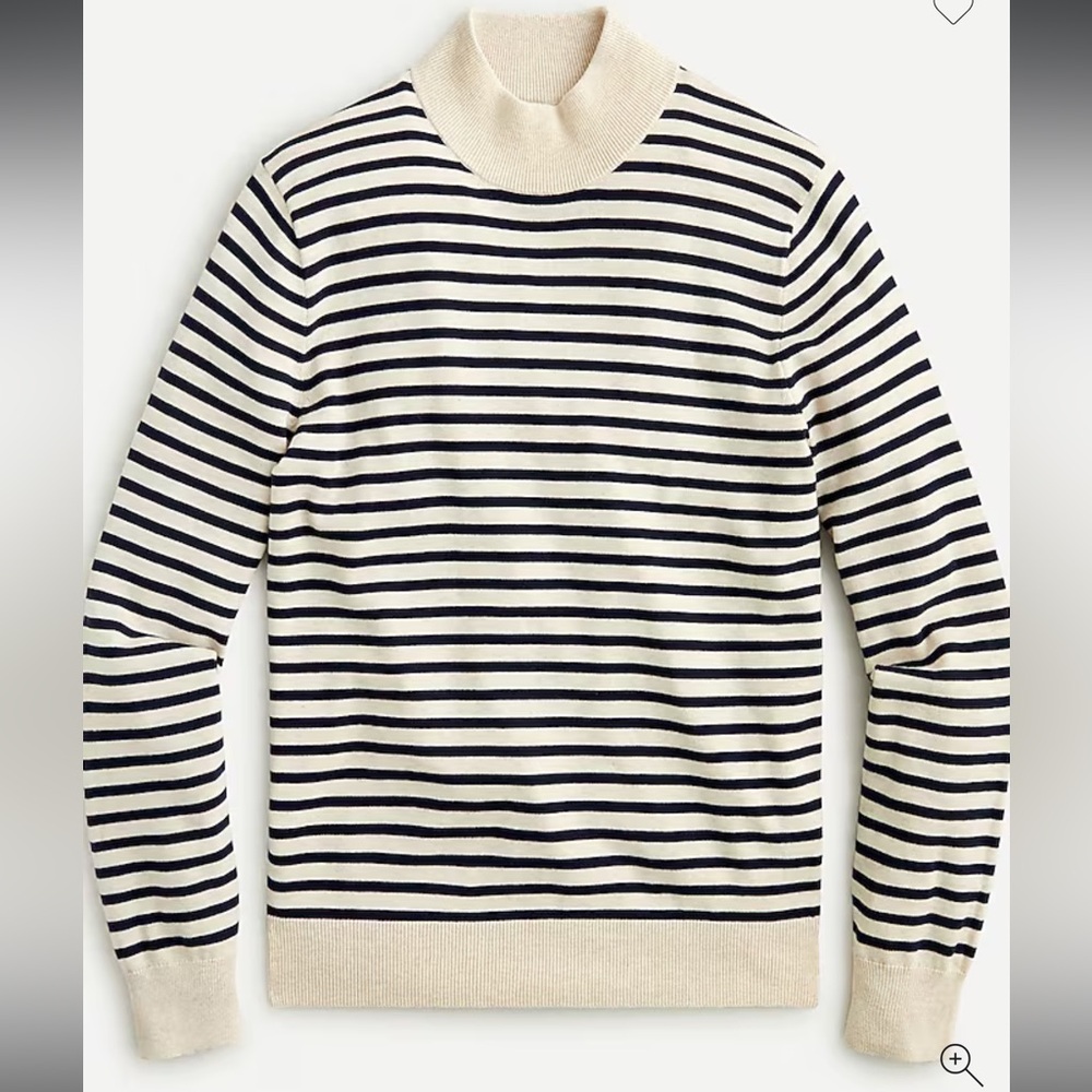 Cotton mock-neck sweater in stripe